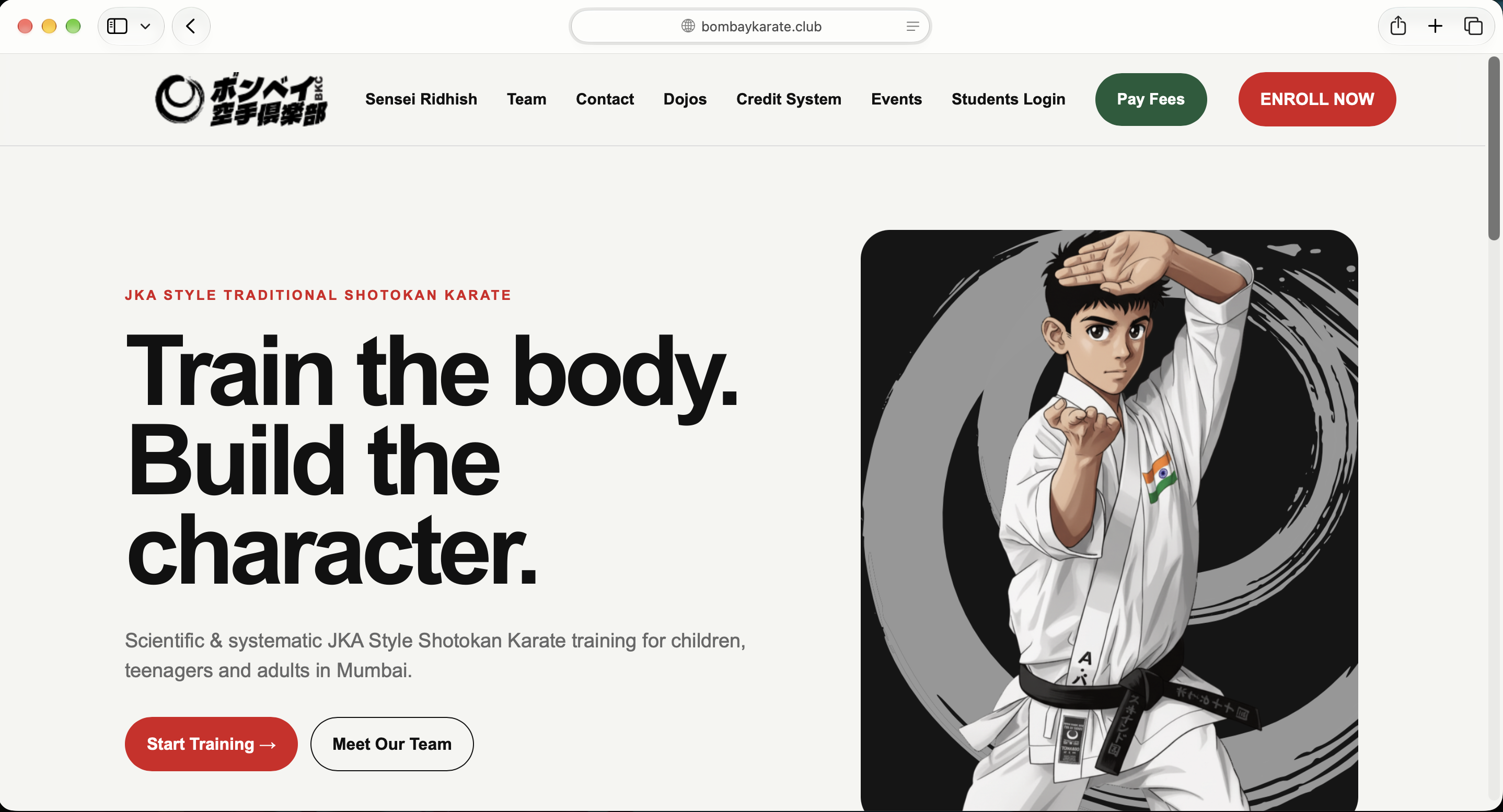 Bombay Karate Club portfolio work